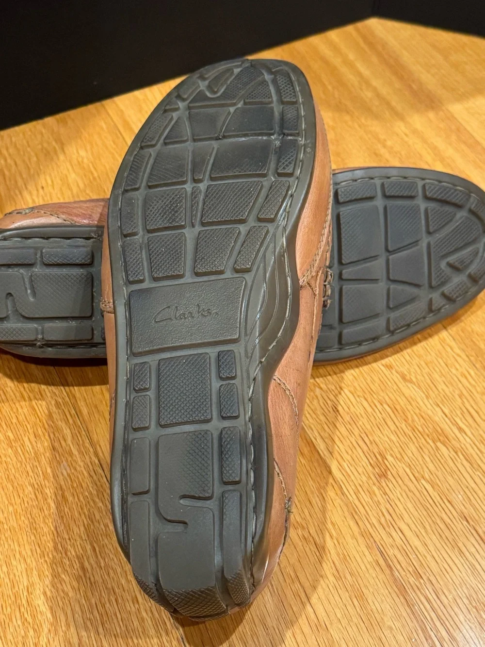 Clarkes Men’s Brown/Tan Leather Slip-On Loafers Mocs Driver Style 9.5M